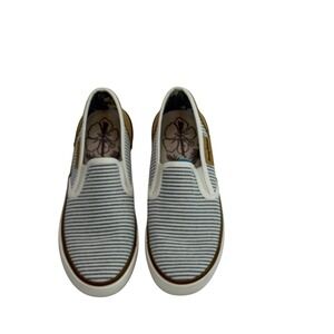 Tommy Bahama Blue White Striped Canvas Slip On Shoes Sneakers - Women's Size 7.5